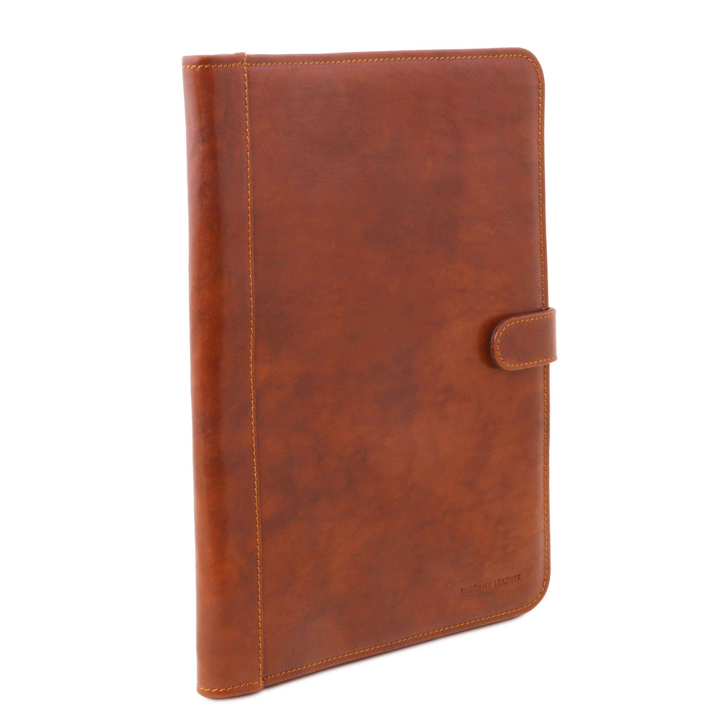 Brown Leather Document Case with Button Closure S5065