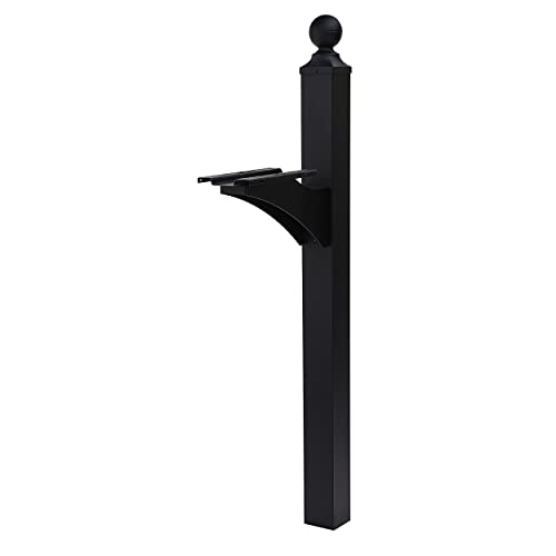 Black Aluminum Mailbox Post and Galvanized Steel Post-Mount Mailbox G597