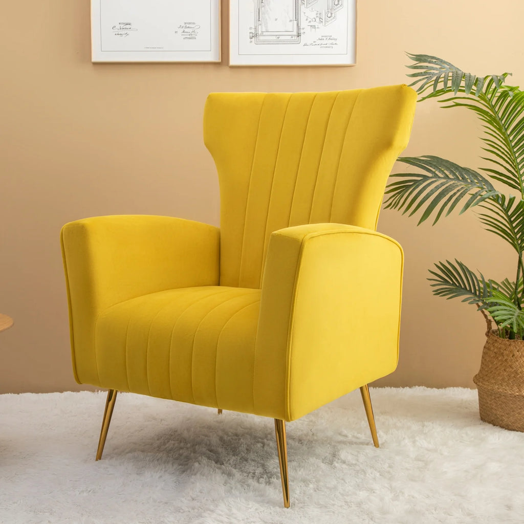 Velvet Wingback Accent Chair with Gold Legs D3295