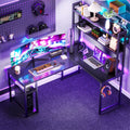 Black Reversible L-Shaped Gaming Desk with Hutch C6370
