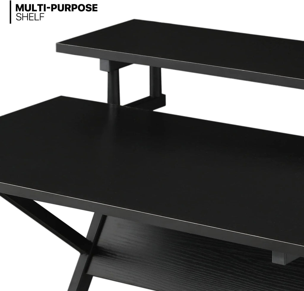 Black 3 Tier Z-Shape Computer Desk T722510