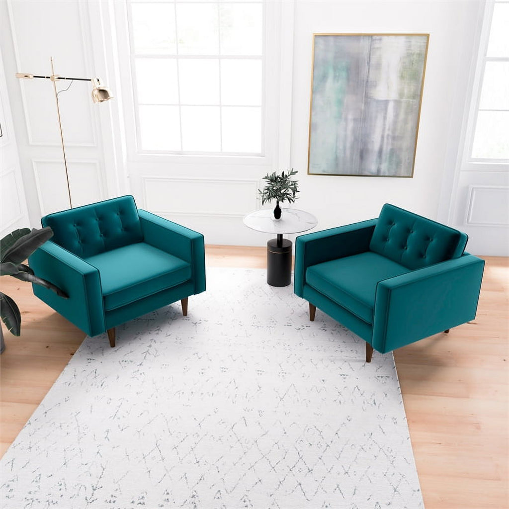 Turquoise Velvet Lounge Chair (Set of 2) K464