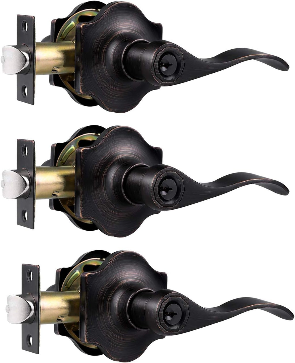 6 Pack Antique Privacy Door Handles Oil Rubbed Bronze Door Lever Set S435