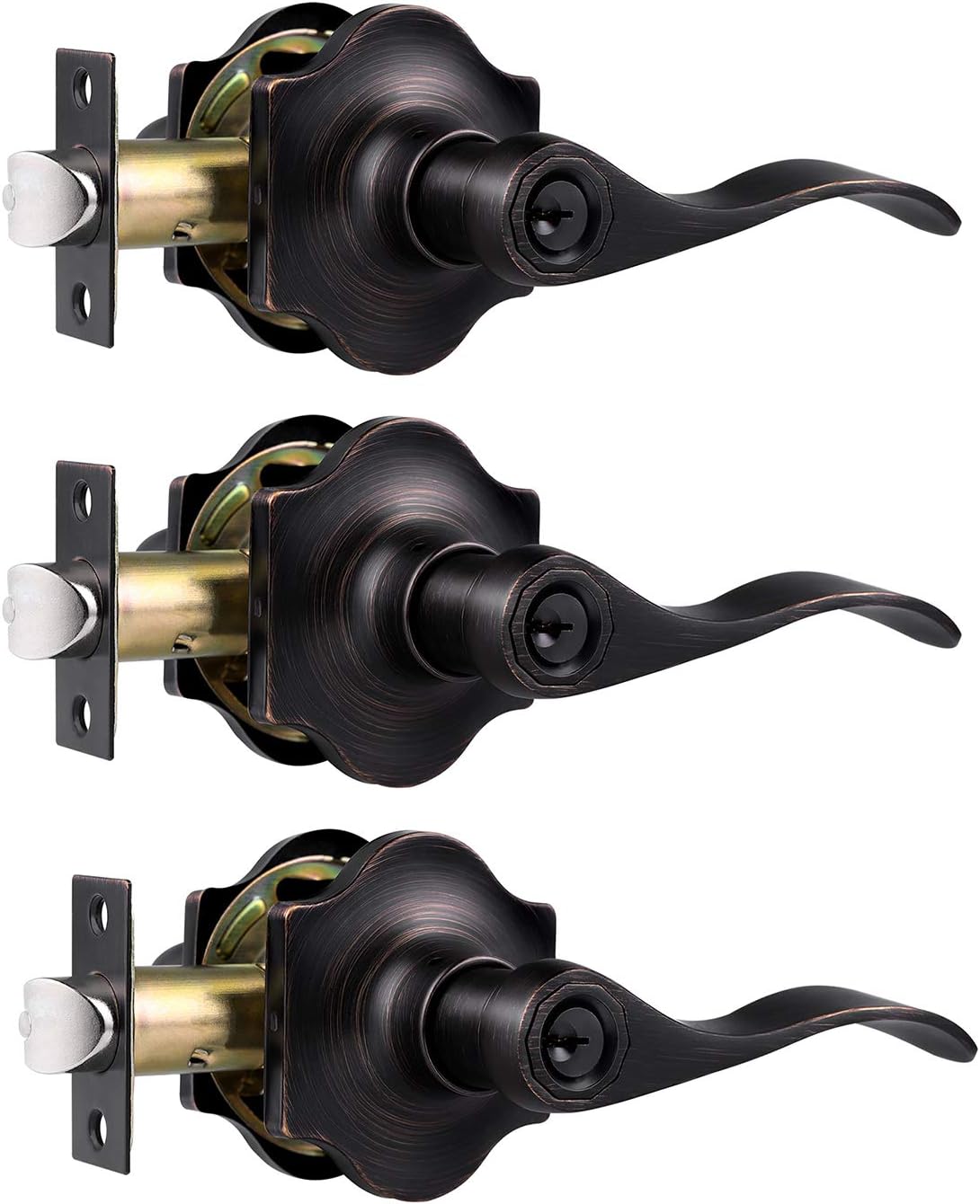 6 Pack Antique Privacy Door Handles Oil Rubbed Bronze Door Lever Set S435