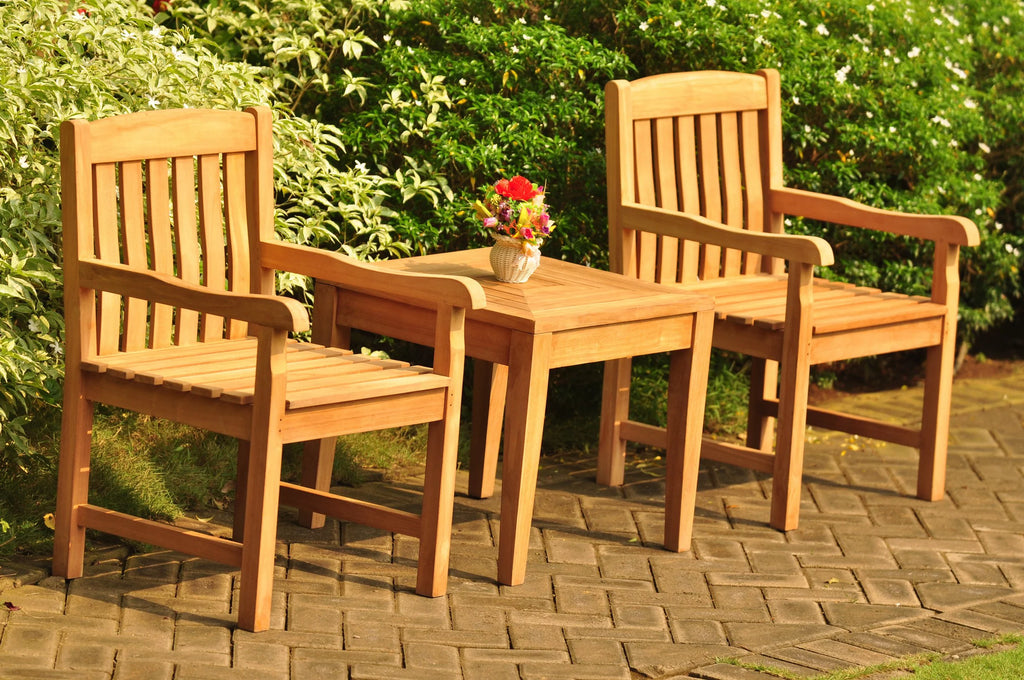3 Pc Grade-A Teak Dining Set with 2 Arm Chairs O2947