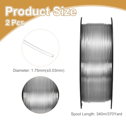 Clear PETG 3D Printer Filament 1.75mm 1KG 2 Pcs Y8638