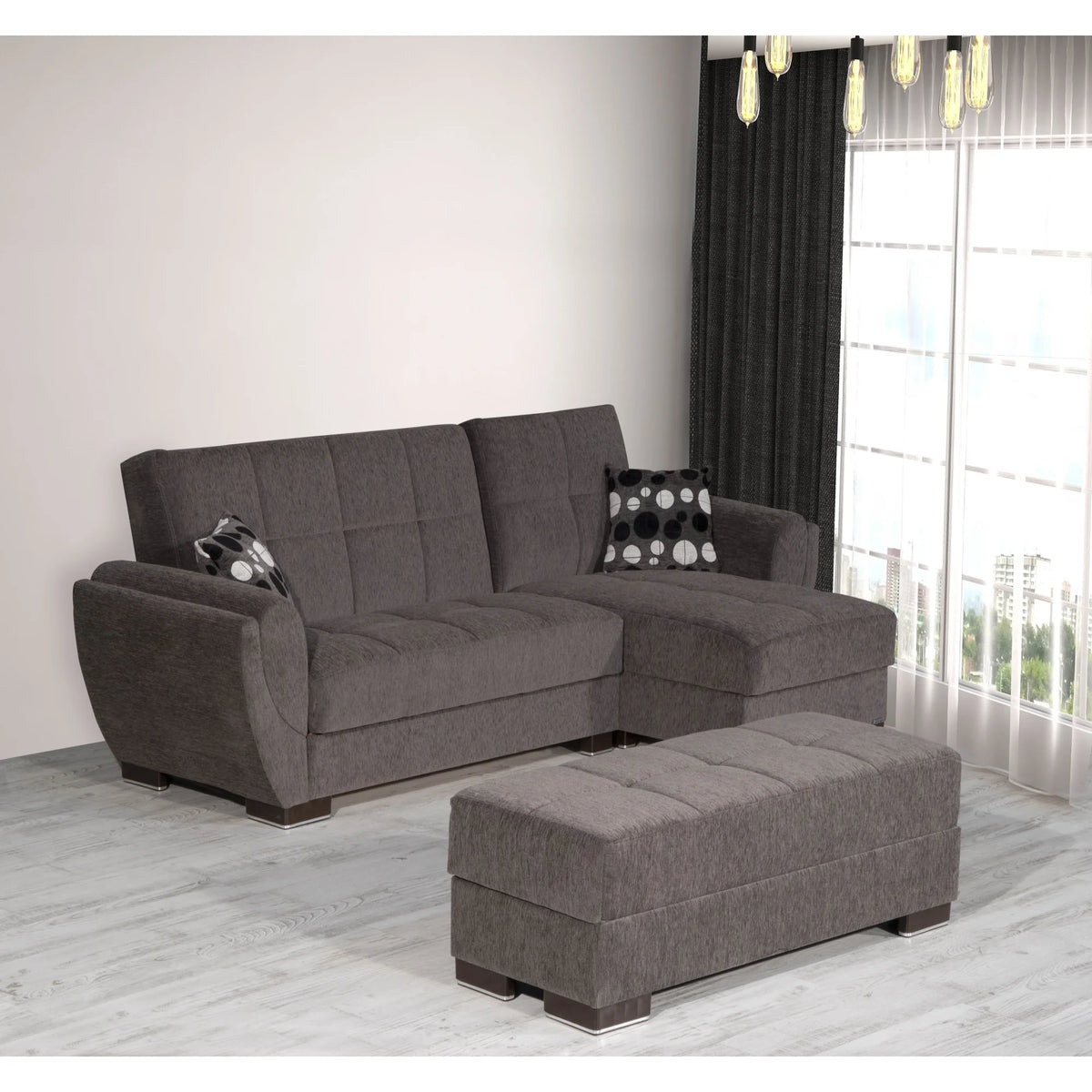 Gray Sectional Ottoman G6165