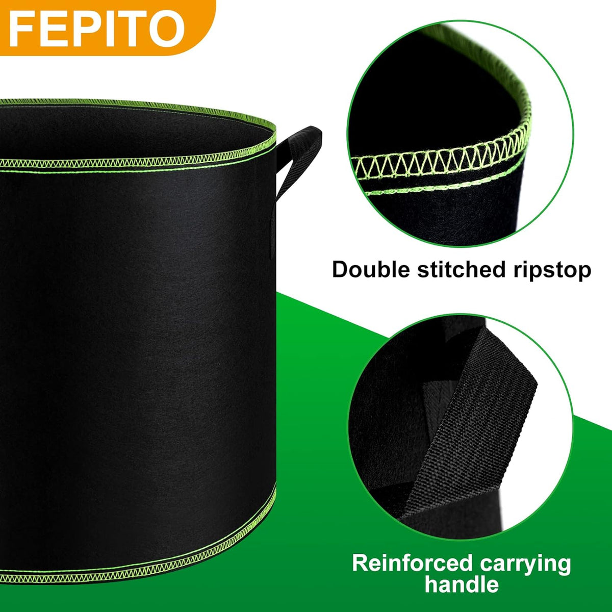 5 Pack 10 Gallon Heavy Duty Aeration Fabric Grow Bags with Handles U2320