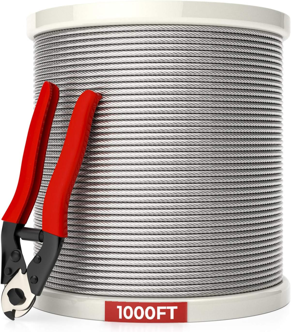 1/8 T316 Stainless Steel Cable, 7x7 Strand Core, 1000FT A93634