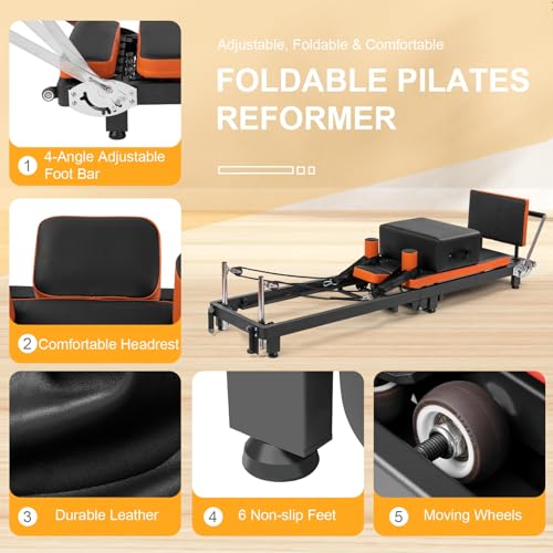 Foldable Pilates Reformer with Jump Board & Box T900641