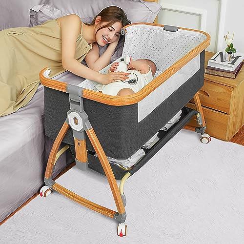Bedside Bassinet with Wheels and Storage Basket K5754
