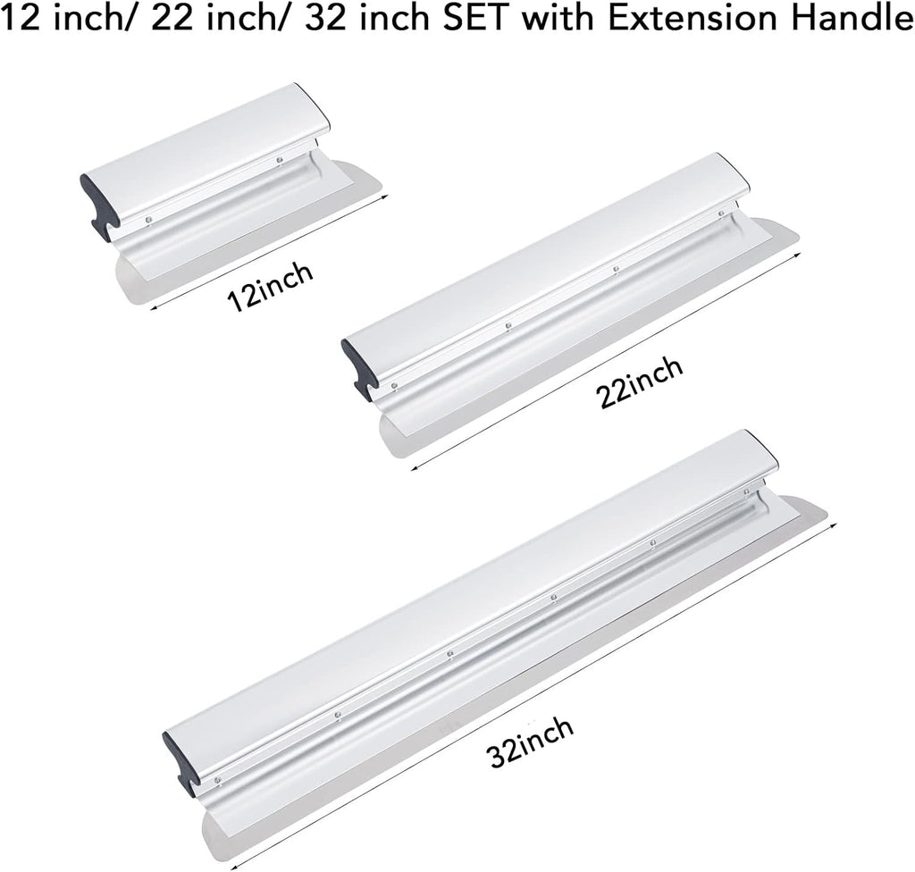 Skimming Blade Set with Extension Handle 12, 22 & 32 Blades 301 Stainless Steel Y618
