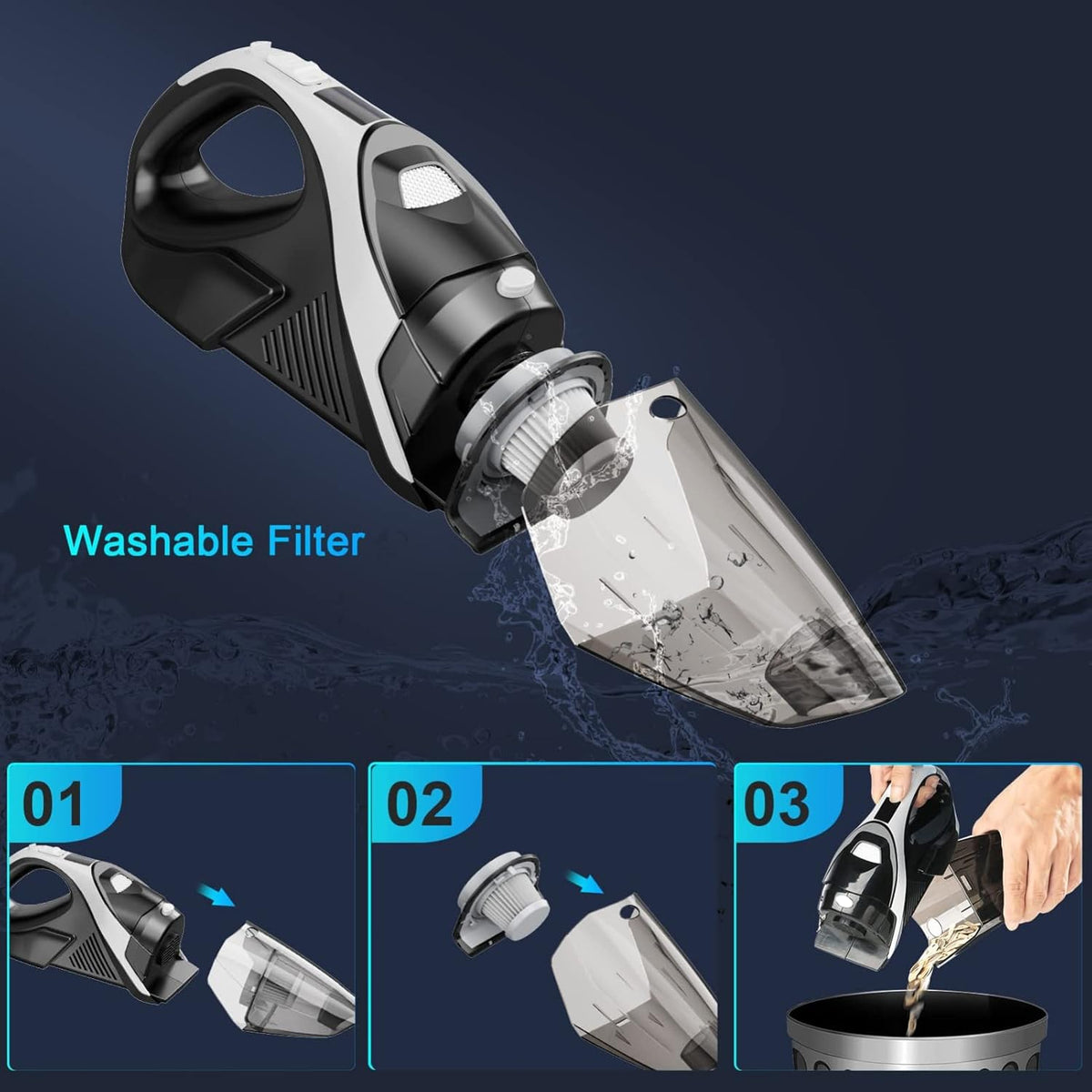 Cordless Handheld Vacuum 9000Pa with LED Light P627