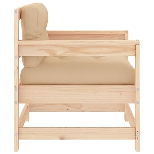 2 pcs Solid Wood Pine Patio Chairs with Cushions C6847