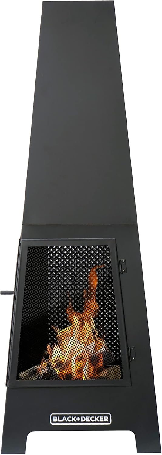 Black Steel Chiminea Fireplace with Poker U614200
