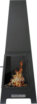 Black Steel Chiminea Fireplace with Poker U614200