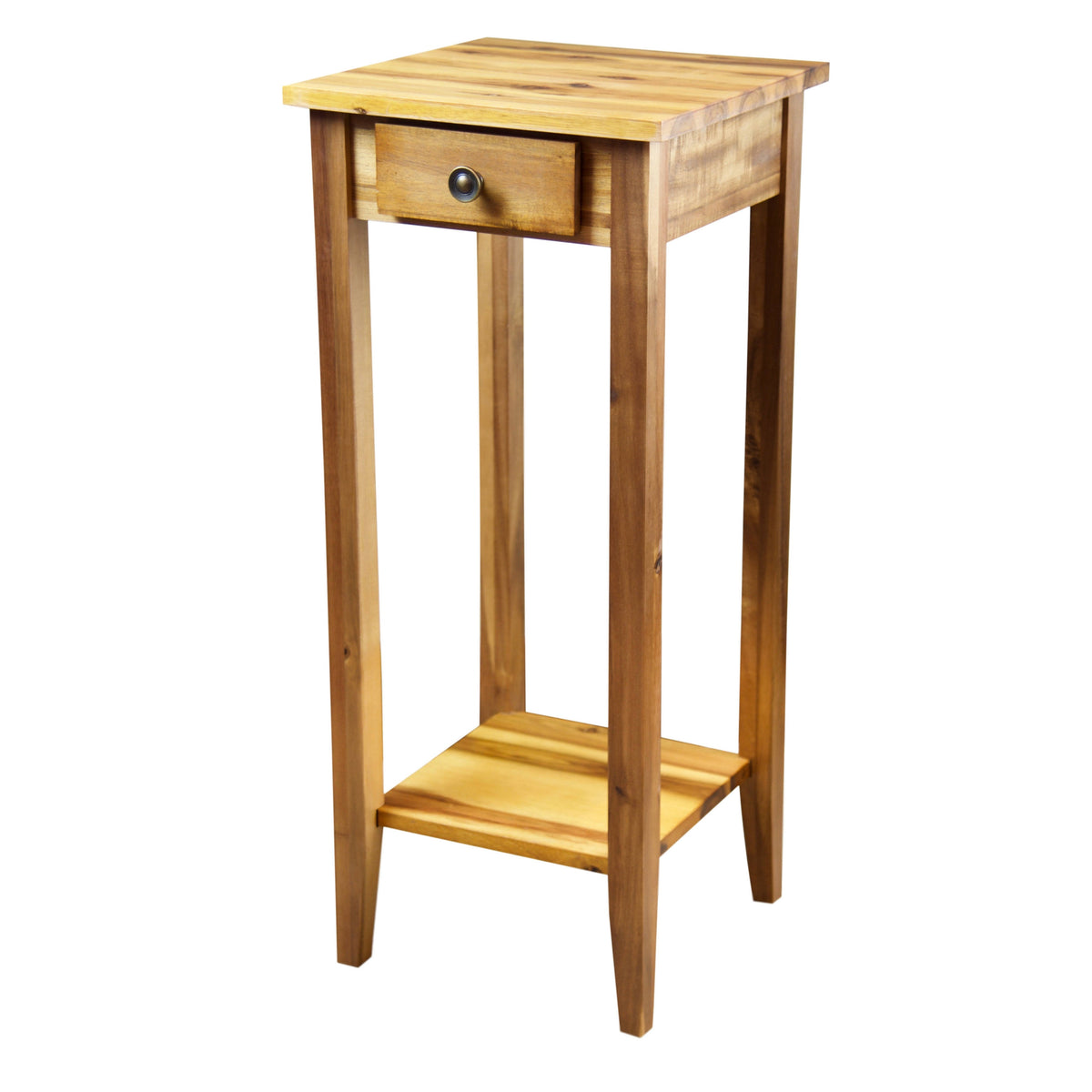 2-Tier Acacia Wood Plant Table with Drawer F7107