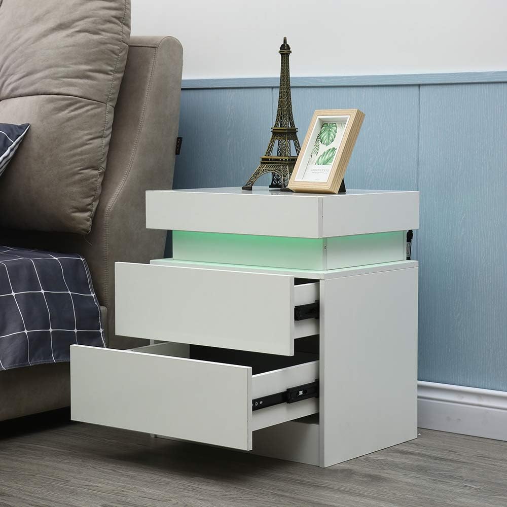 White 2 Drawer Wood Nightstand I630886