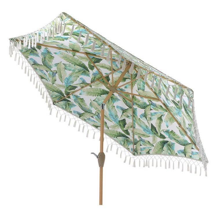 Red/Tan Round Patio Umbrella H139