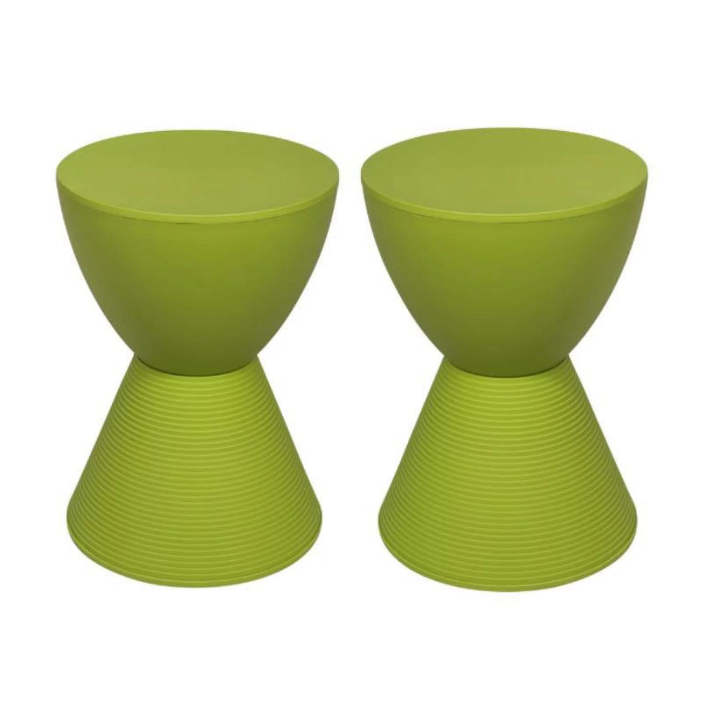Green Plastic Round End Table Set of 2 P9273