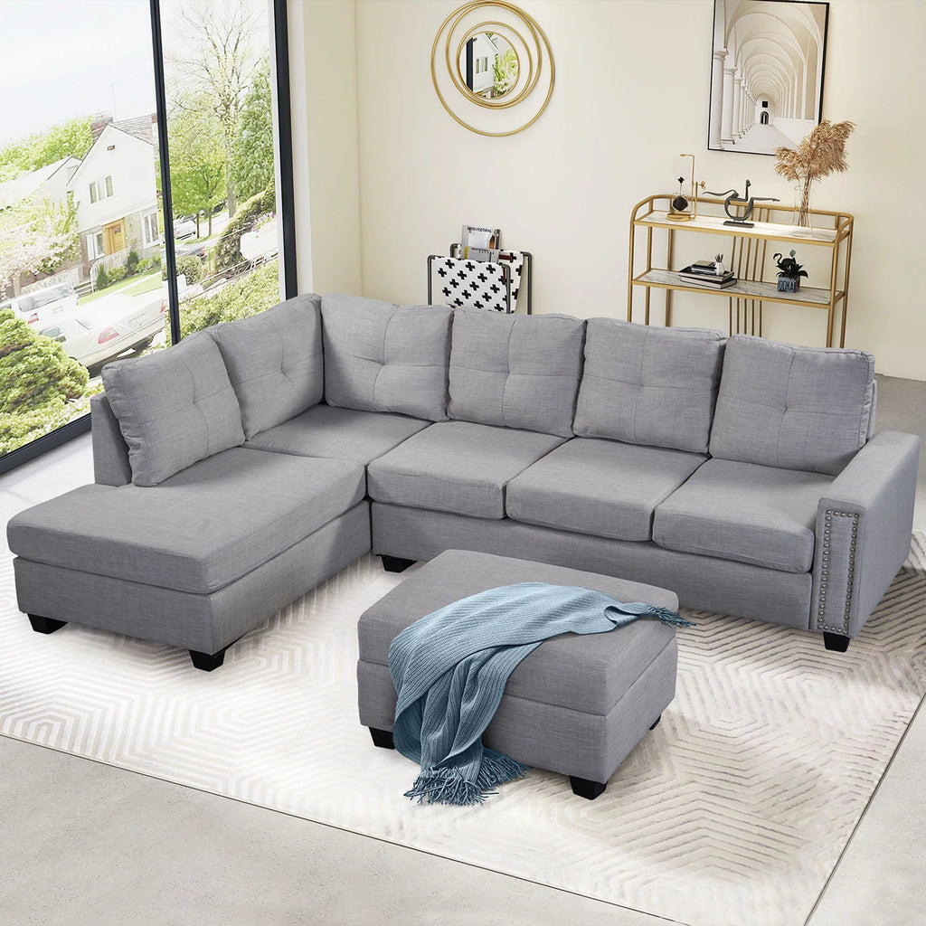 Reversible Sectional Sofa with Storage Ottoman P38621