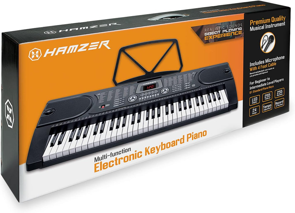 61-Key Portable Electronic Keyboard Piano with Stand, Stool, Headphones, Microphone & Sticker Sheet Y8101