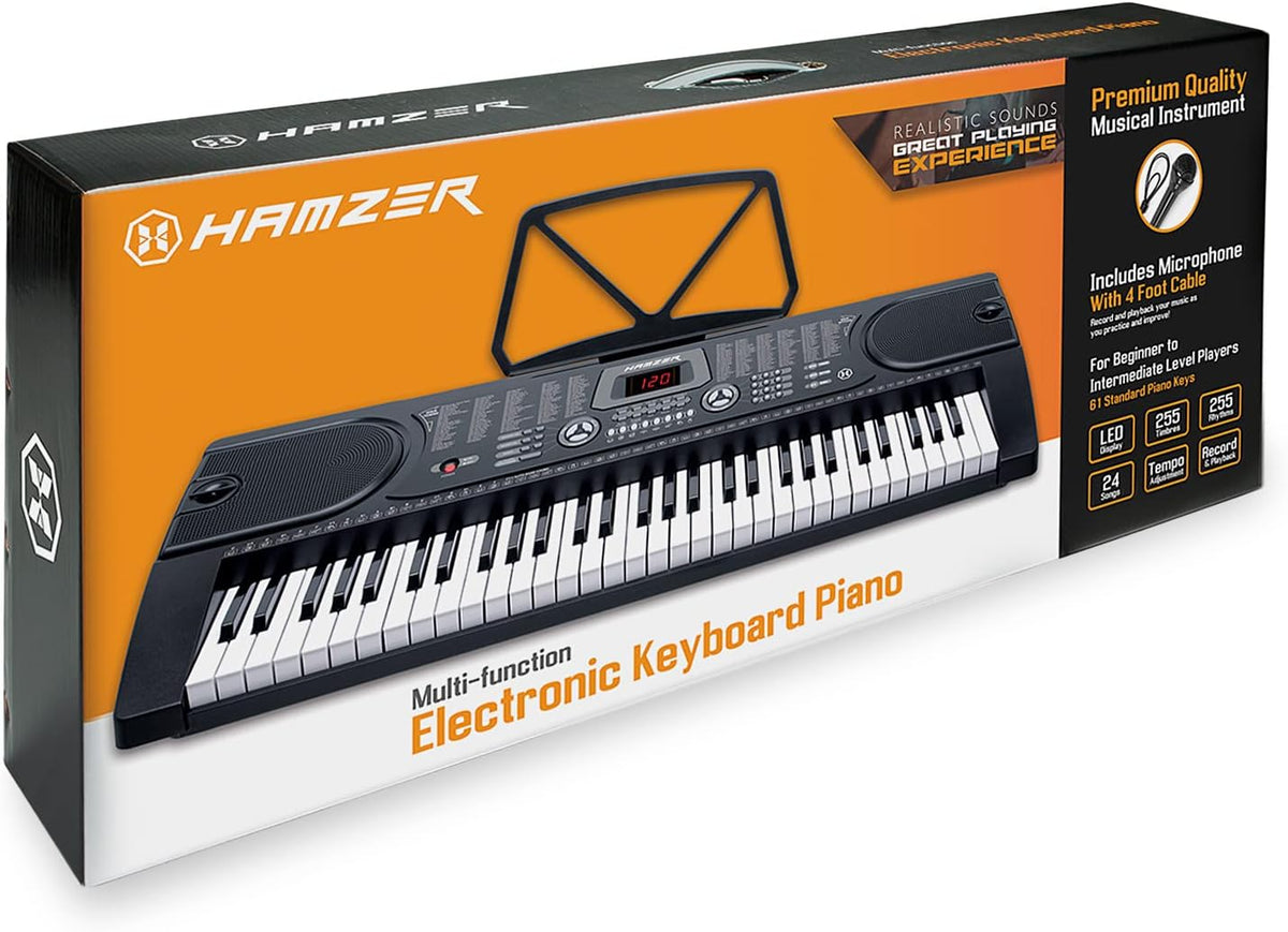 61-Key Portable Electronic Keyboard Piano with Stand, Stool, Headphones, Microphone & Sticker Sheet Y8101