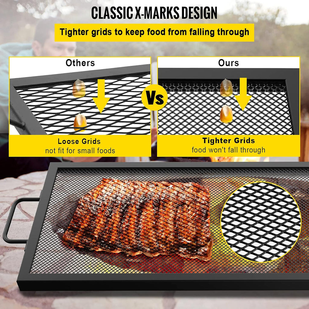 Black Steel Fire Pit Cooking Grate with Handles, Pack of 2 A428