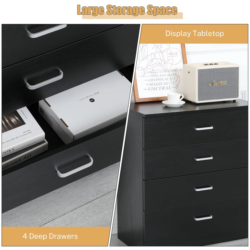 Black 4 Drawer Dresser V187