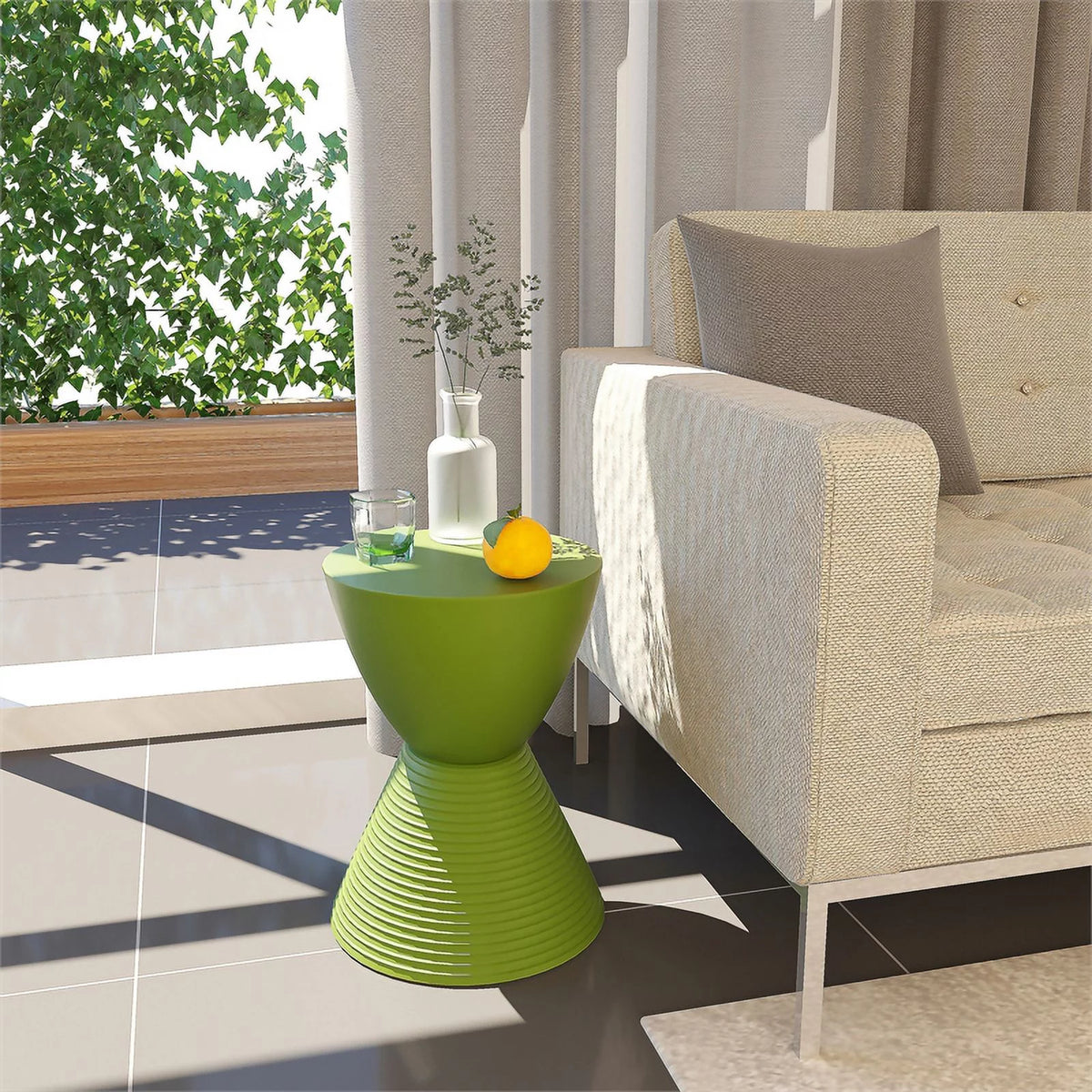Green Plastic Round End Table Set of 2 P9273