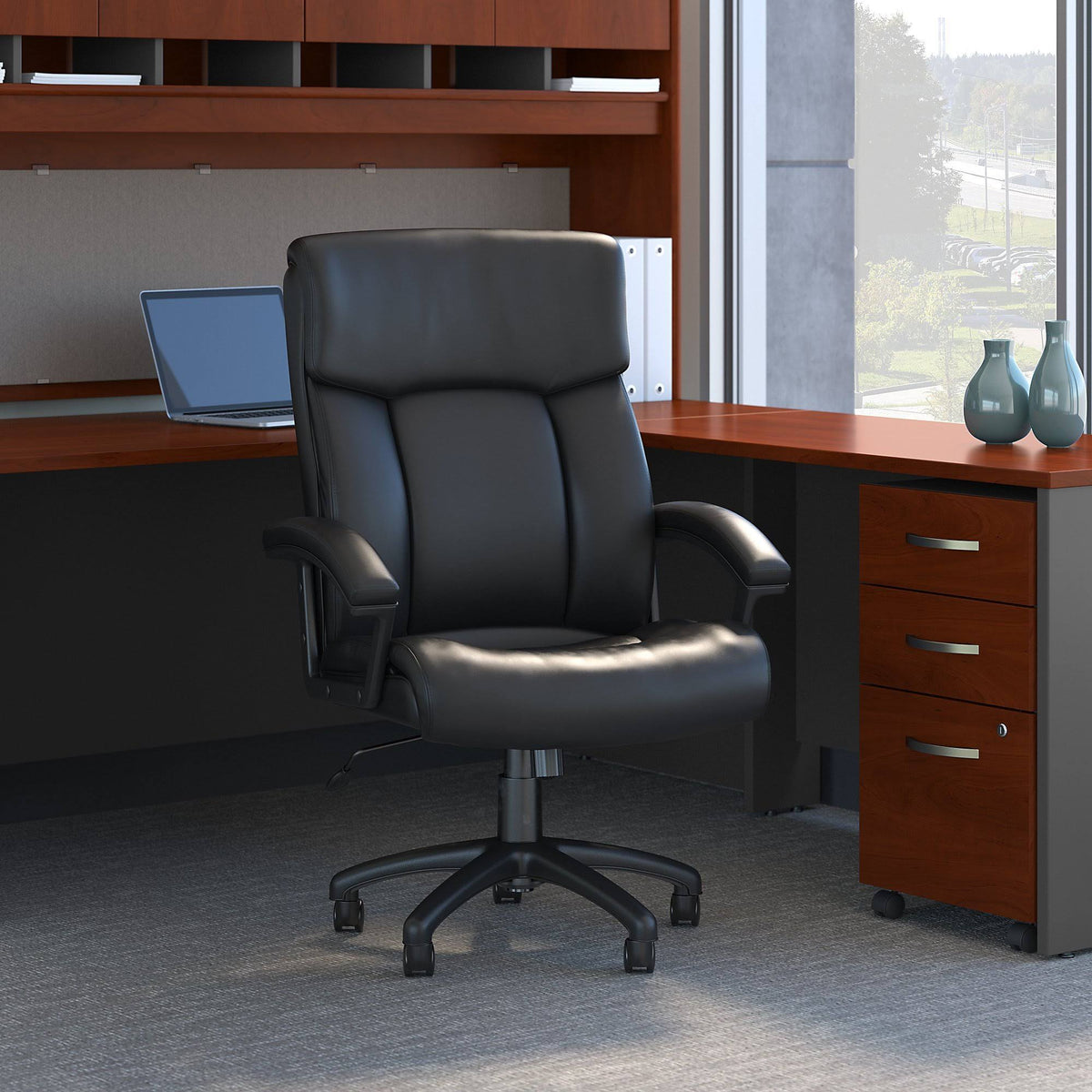 Black Bonded Leather Ergonomic Executive Chair V351