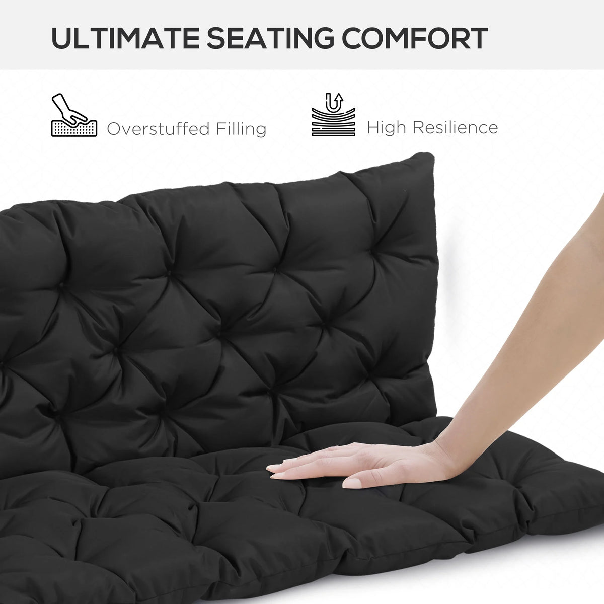 Black 3 Seater Outdoor Bench Swing Chair Replacement Cushions A408