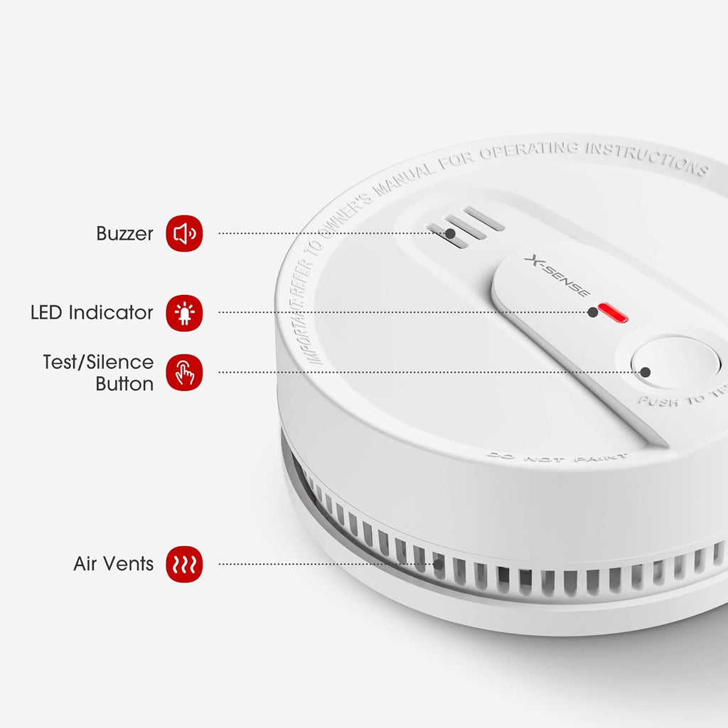 Smoke Detector Alarm, 10-Year Lithium Battery, LED Indicator, Pack of 2 N922