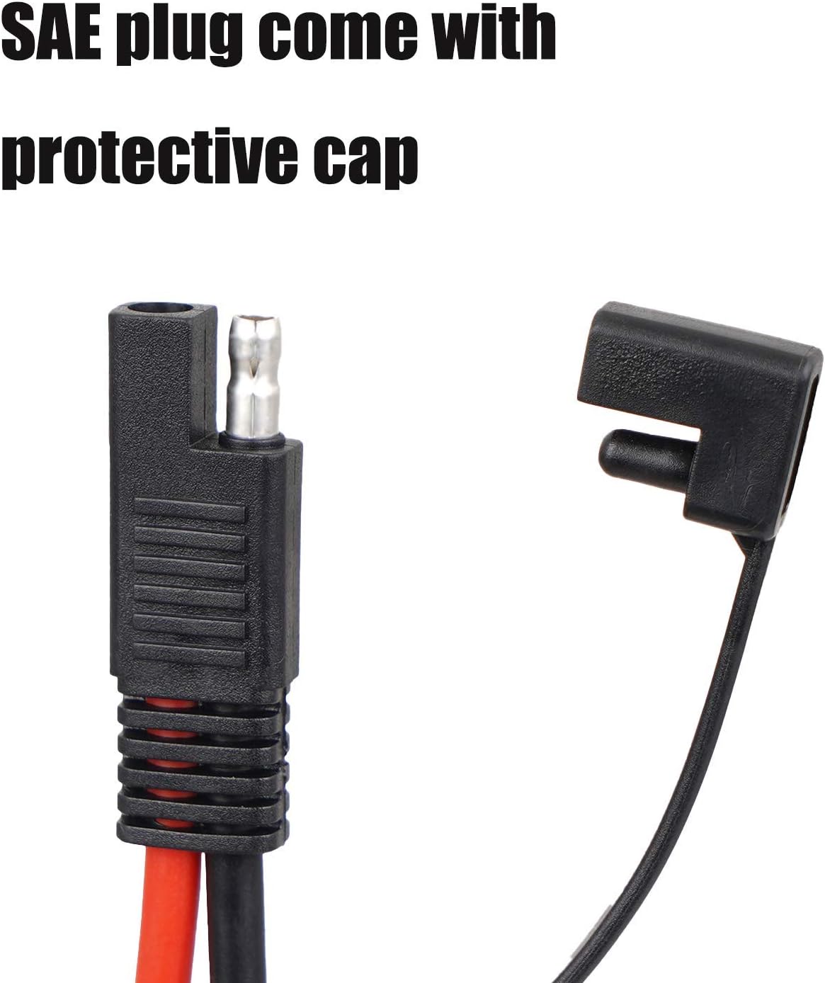 SAE Battery Connector 10AWG to Ring Terminal Harness with 15Amps Fuse 2 Pin Quick Disconnect 2FT Extension Cable W4967