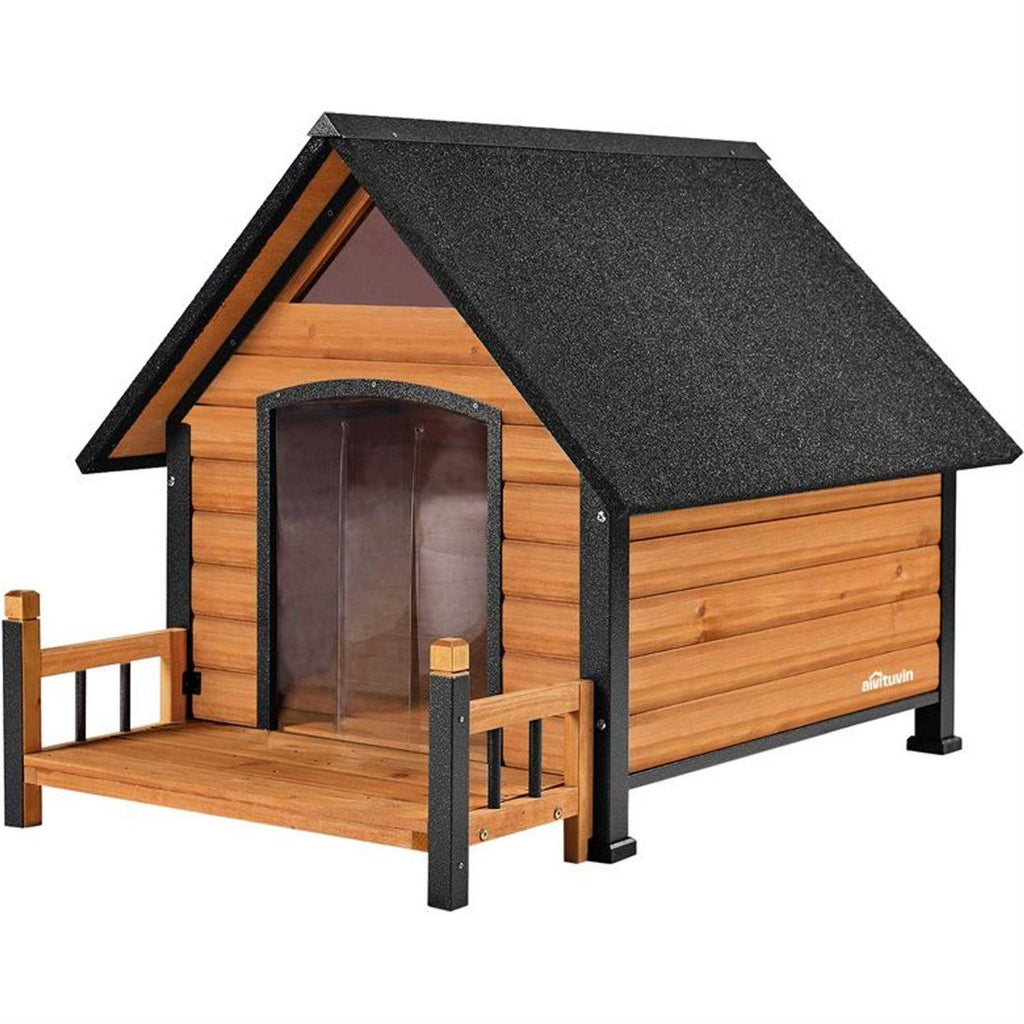 Outdoor Dog House with Porch Iron Frame W666