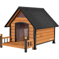 Outdoor Dog House with Porch Iron Frame W666