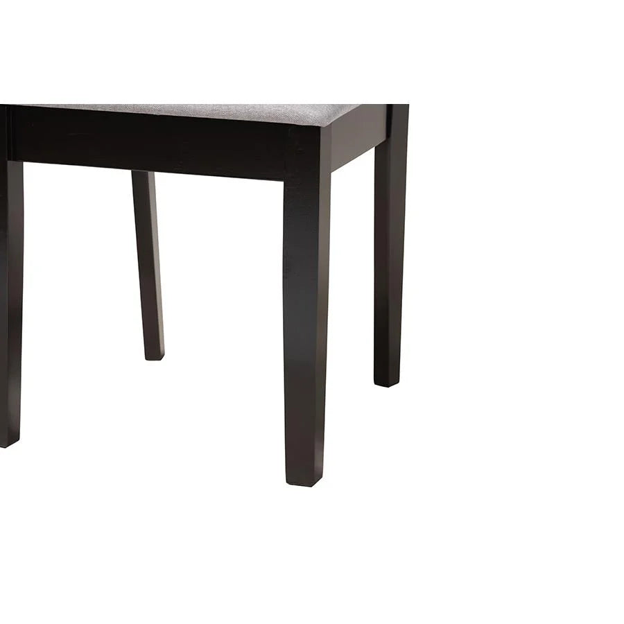 Grey Fabric and Dark Brown Wood 7-Piece Dining Set B28105