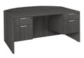 Ash Grey Bow Front Office Desk with Double Pedestal Drawer Unit L36031