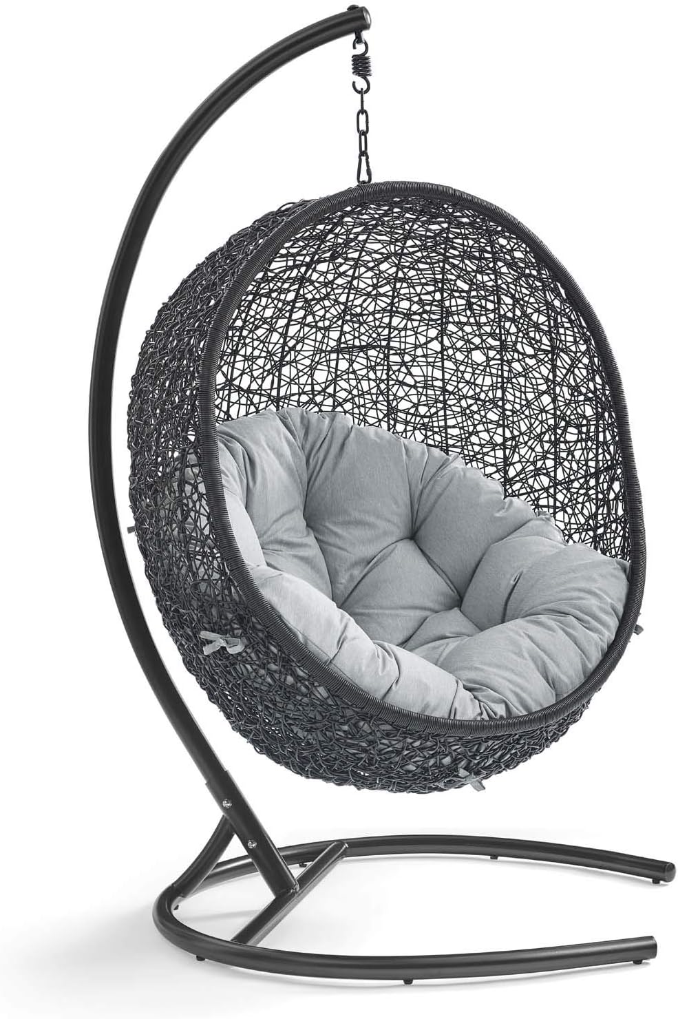 Beige Wicker Rattan Swing Chair with Stand X787434