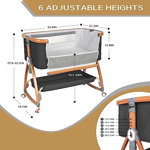 Bedside Bassinet with Wheels and Storage Basket K5754
