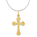 24K Cross Charm Pendant with Sterling Silver Rope Chain Necklace 20'' J7596