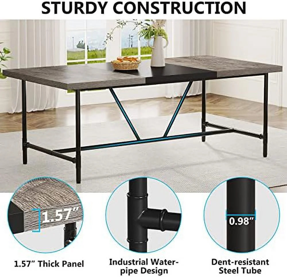 70.8 x 35.4 inch Large Dining Table with Tube Metal Frame E718249