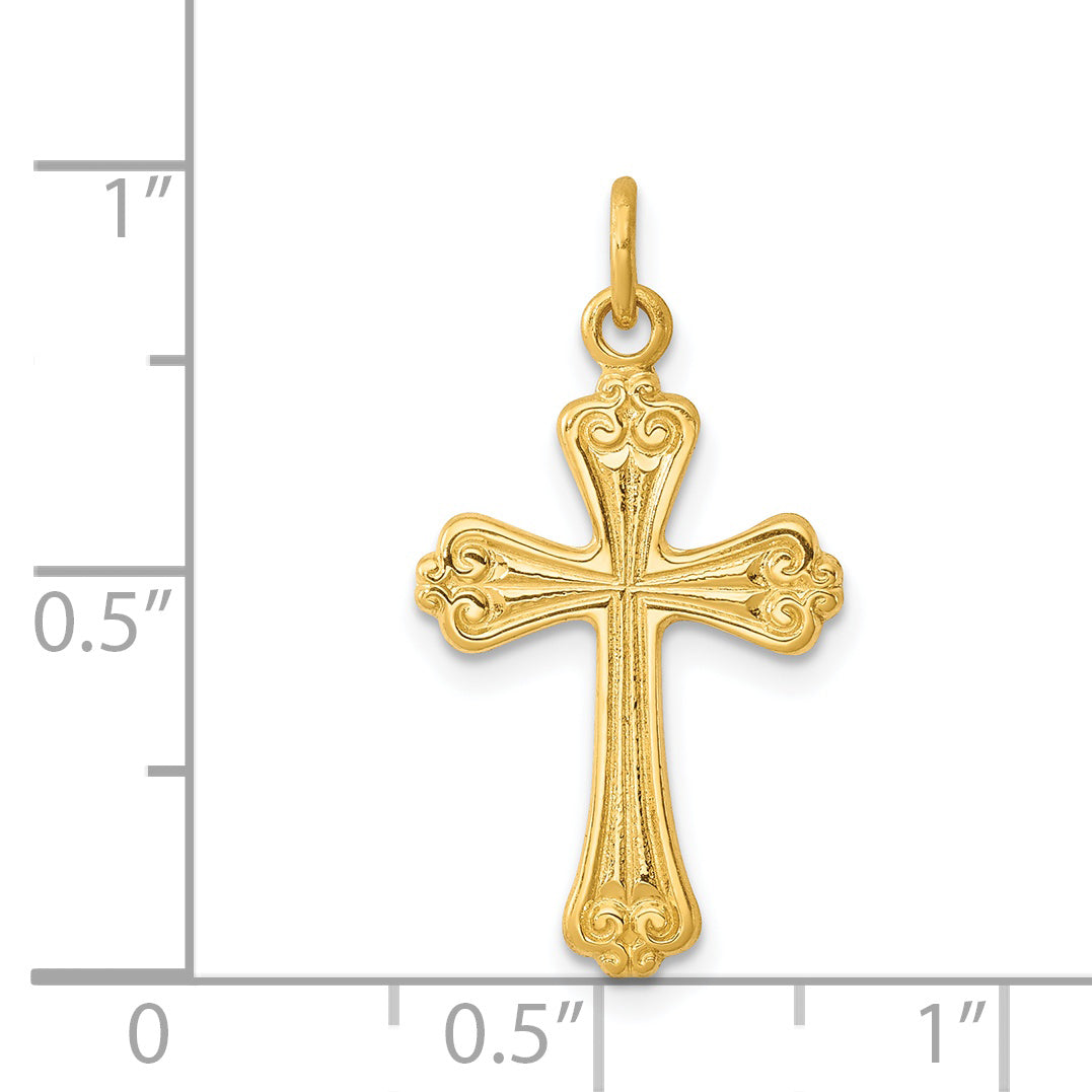 24K Cross Charm Pendant with Sterling Silver Rope Chain Necklace 20'' J7596
