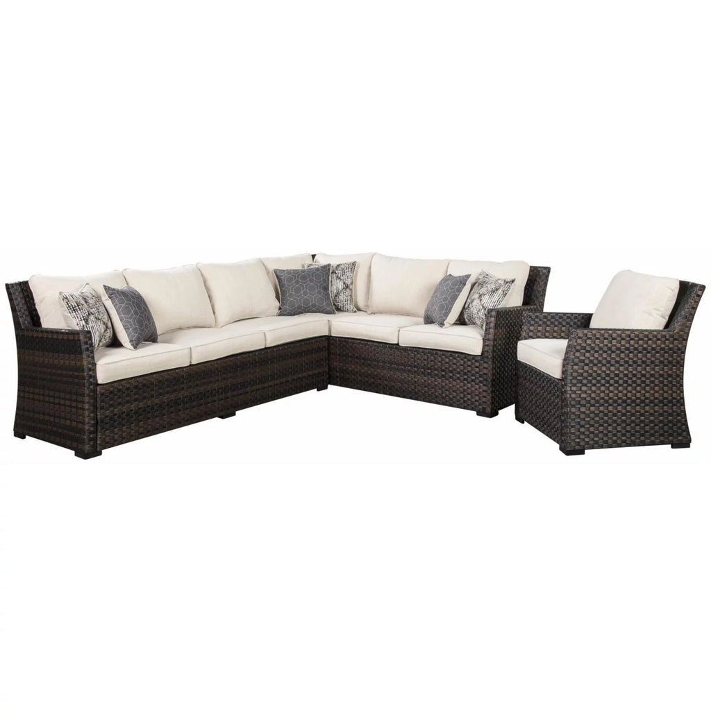 3 Piece Dark Brown Outdoor Sectional Set D9175