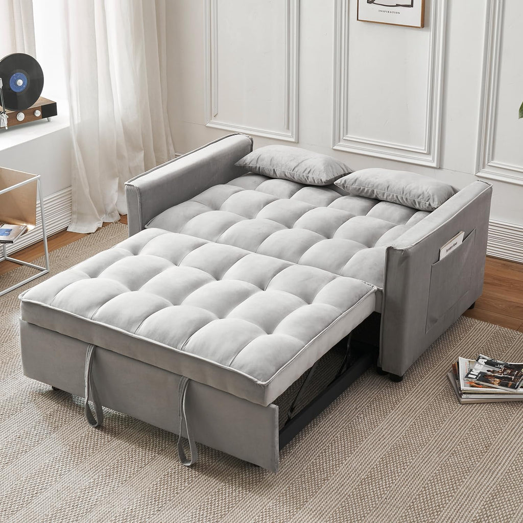 55.5'' Velvet Convertible Sleeper Sofa Bed M971827