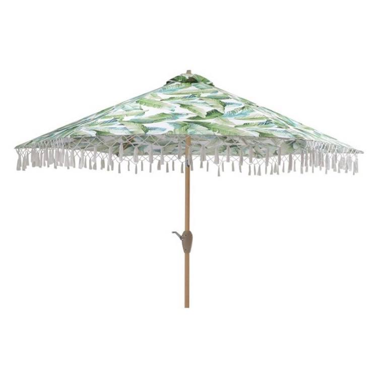 Red/Tan Round Patio Umbrella H139