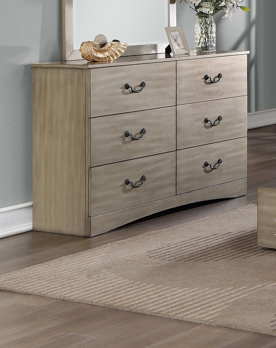 Cal King Size 6pc Bedroom Set with Dresser Mirror Nightstands Chest N53071