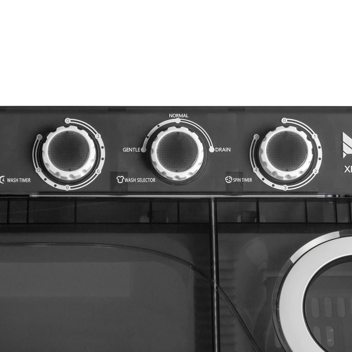 Semi-automatic Twin Tub Washing Machine with Built-in Drain Pump, 26Lbs, White&Black E880