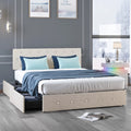 King Bed Frame with Tufted Headboard and 4 Drawers S664