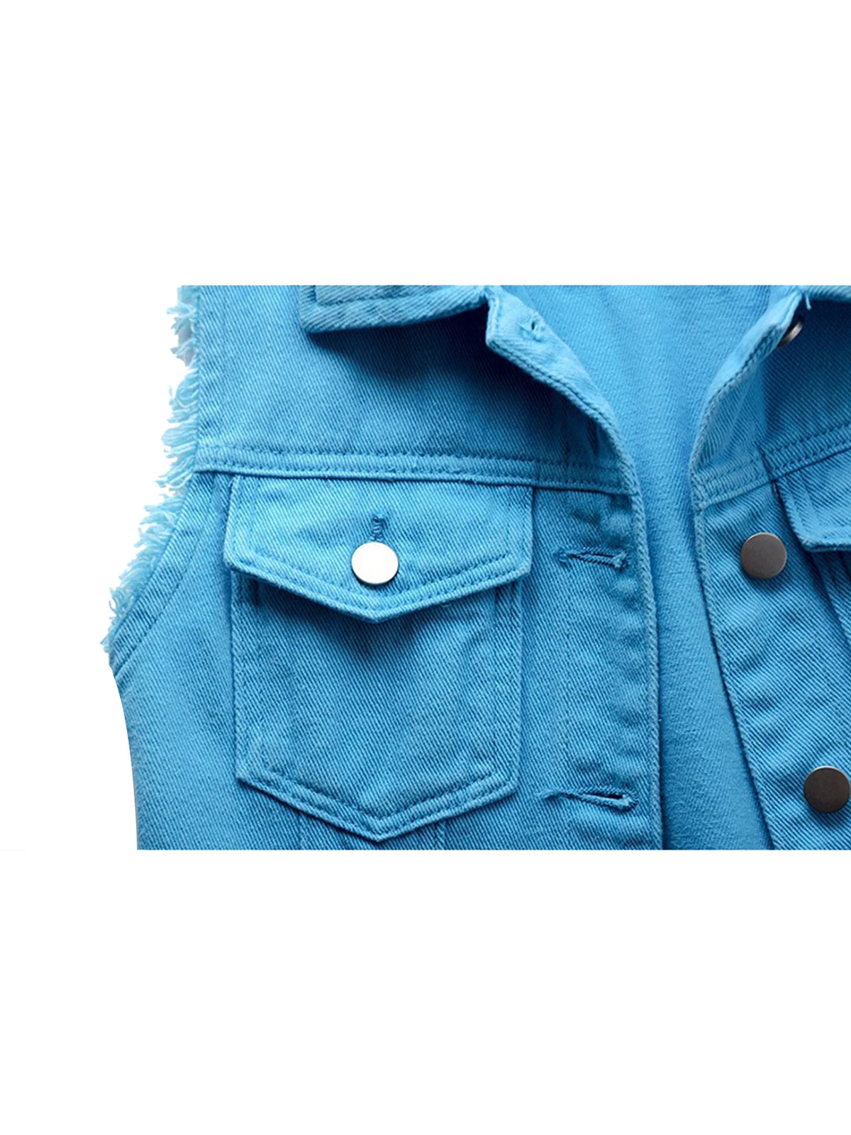 Sleeveless Stretch Denim Jacket with Pockets G116